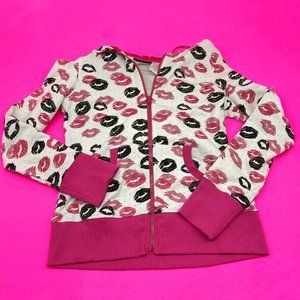 heatherette lipstick kiss mark hoodie size large